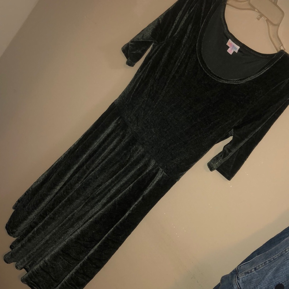 Dark green velvet LuLaRoe dress